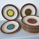 Series of 12 large plates of vintage sandstone DENBY made in Engand