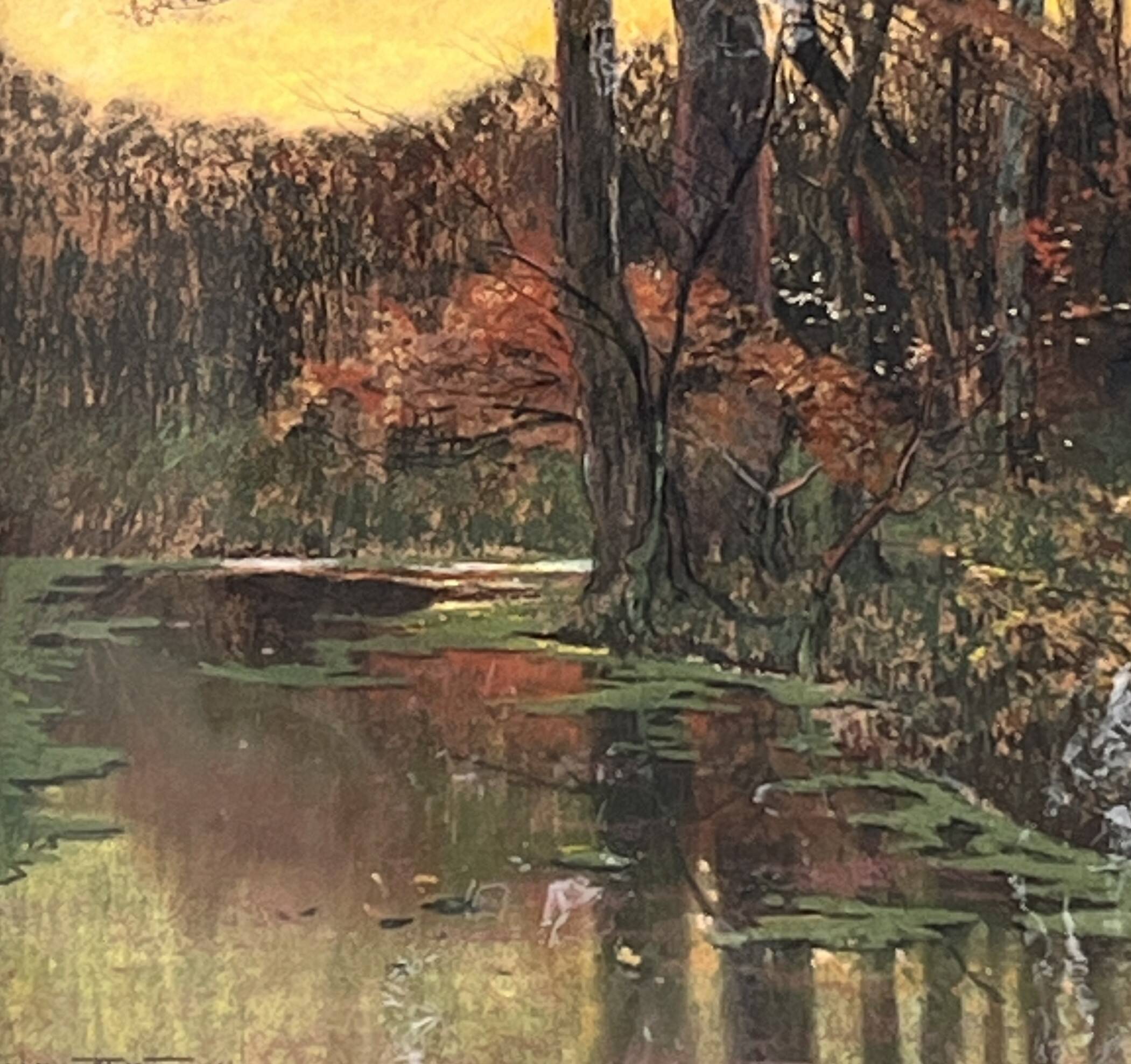 KOWALSKI Ivan, Pastel landscape river undergrowth signed early 20th century