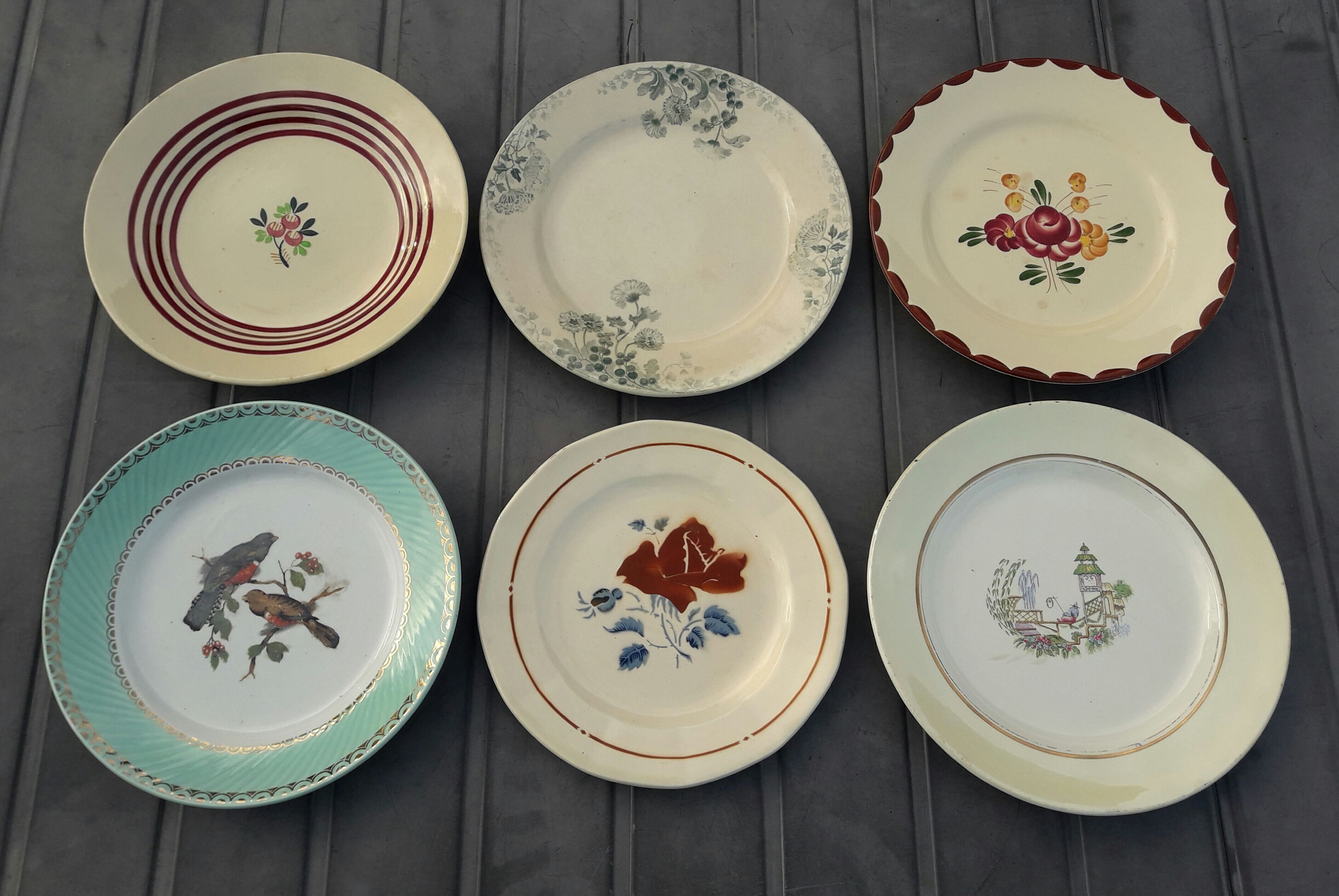 Set of 6 different flat plates