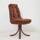 4 chaises en velours marron, 1970