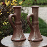 Pair of vases in reeds with handles
