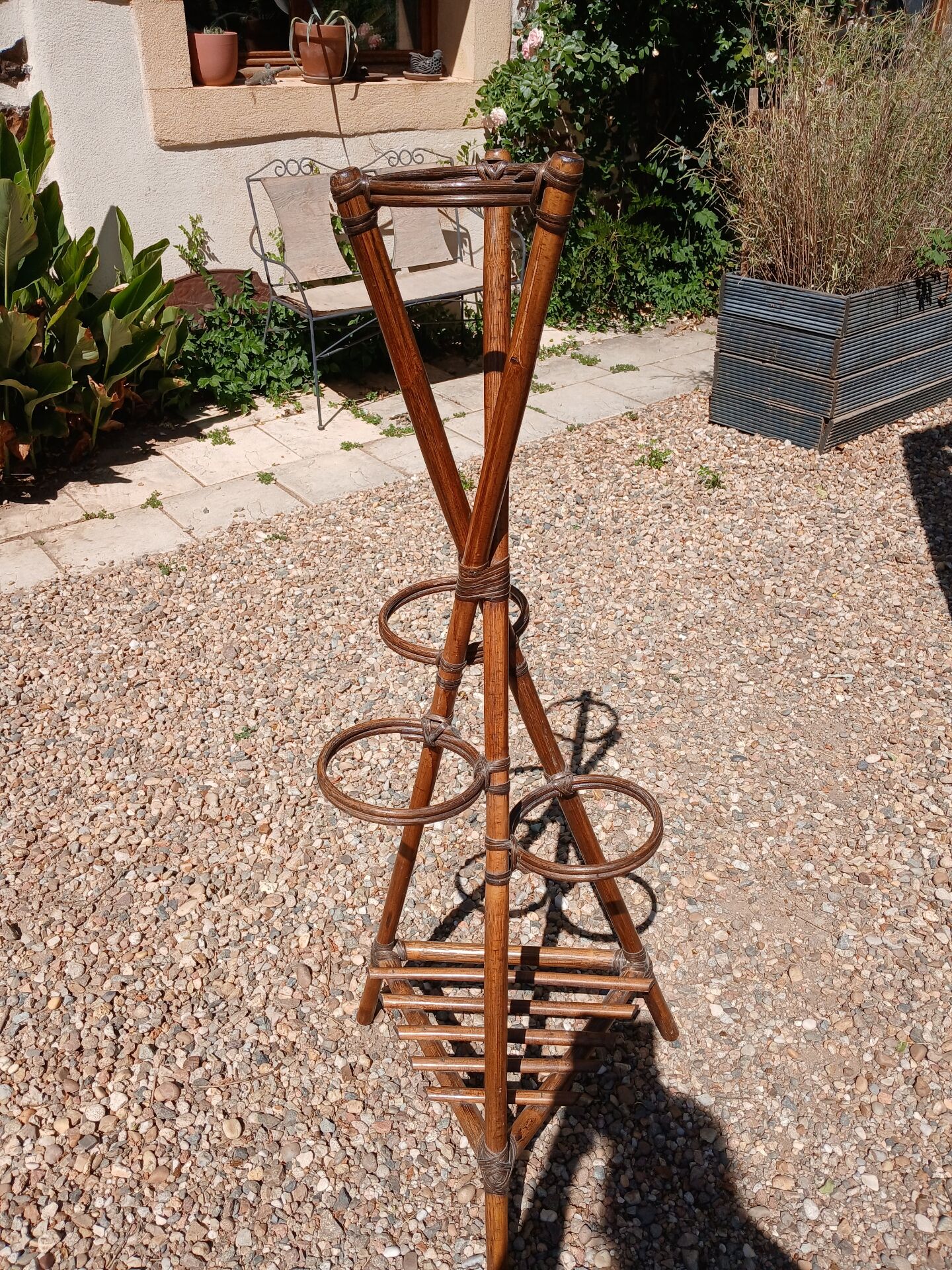 Large vintage bamboo plant stand
