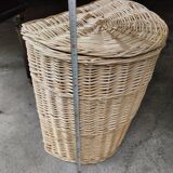 White rattan laundry basket