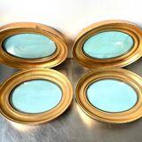 Lot of 4 Antique Oval Gilded Frames  CONVEX glass , each frame 19.5 cm x 15.5 cm