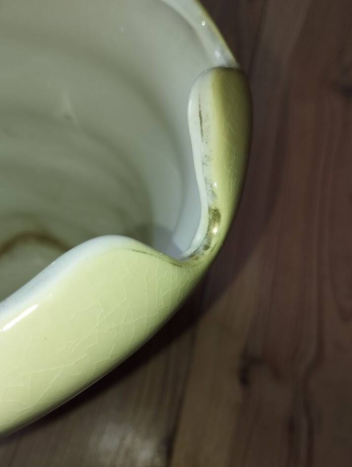 Vintage shell vase Salins – French crackled earthenware – 1970s