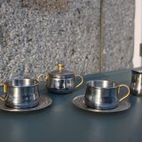 Service à expresso en inox double parois Made in Italy, Design 1970