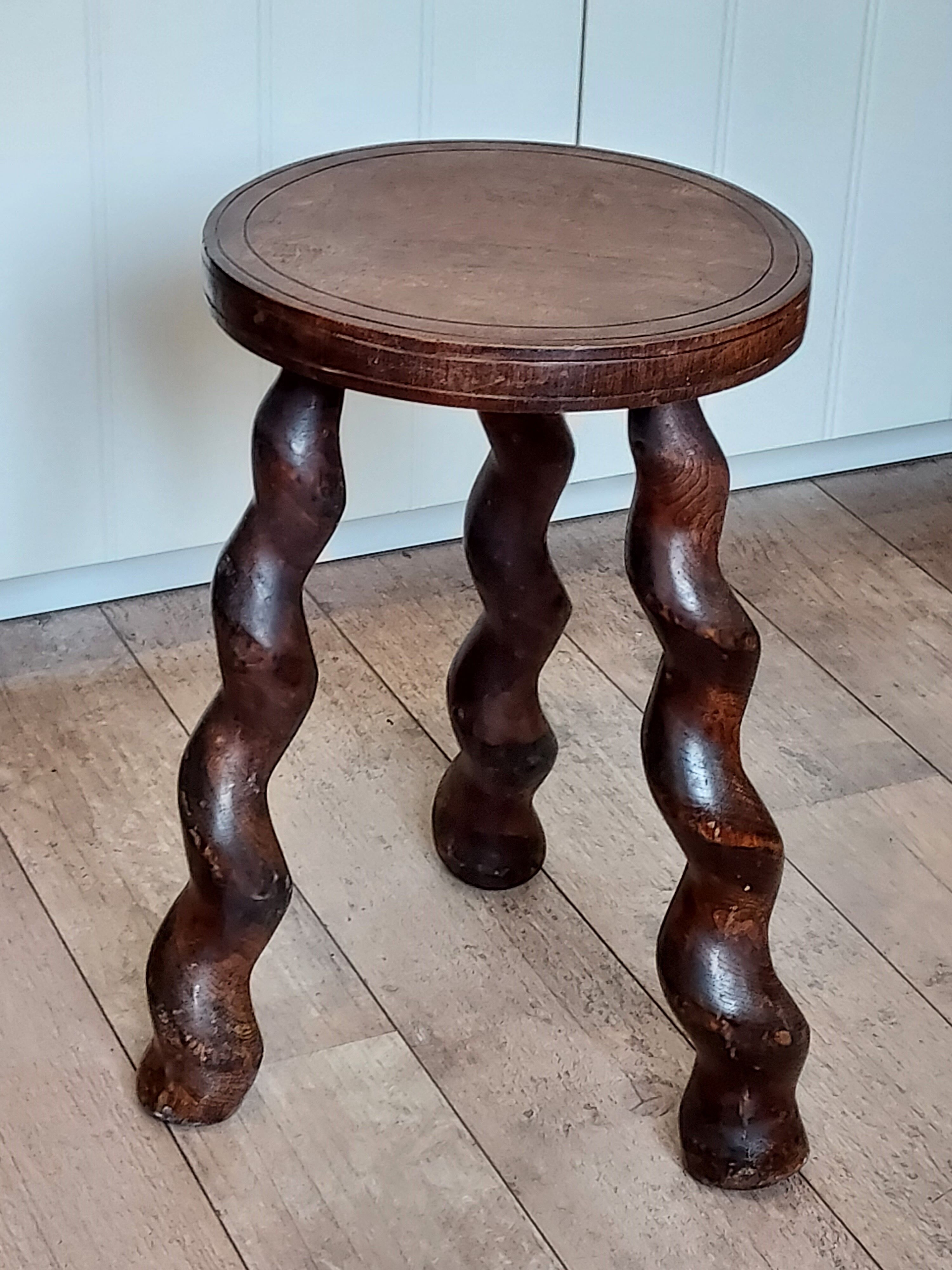 Carved wooden stool