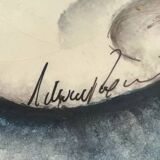 Art Deco ceramics circa 1940: large dove-shaped dish signed