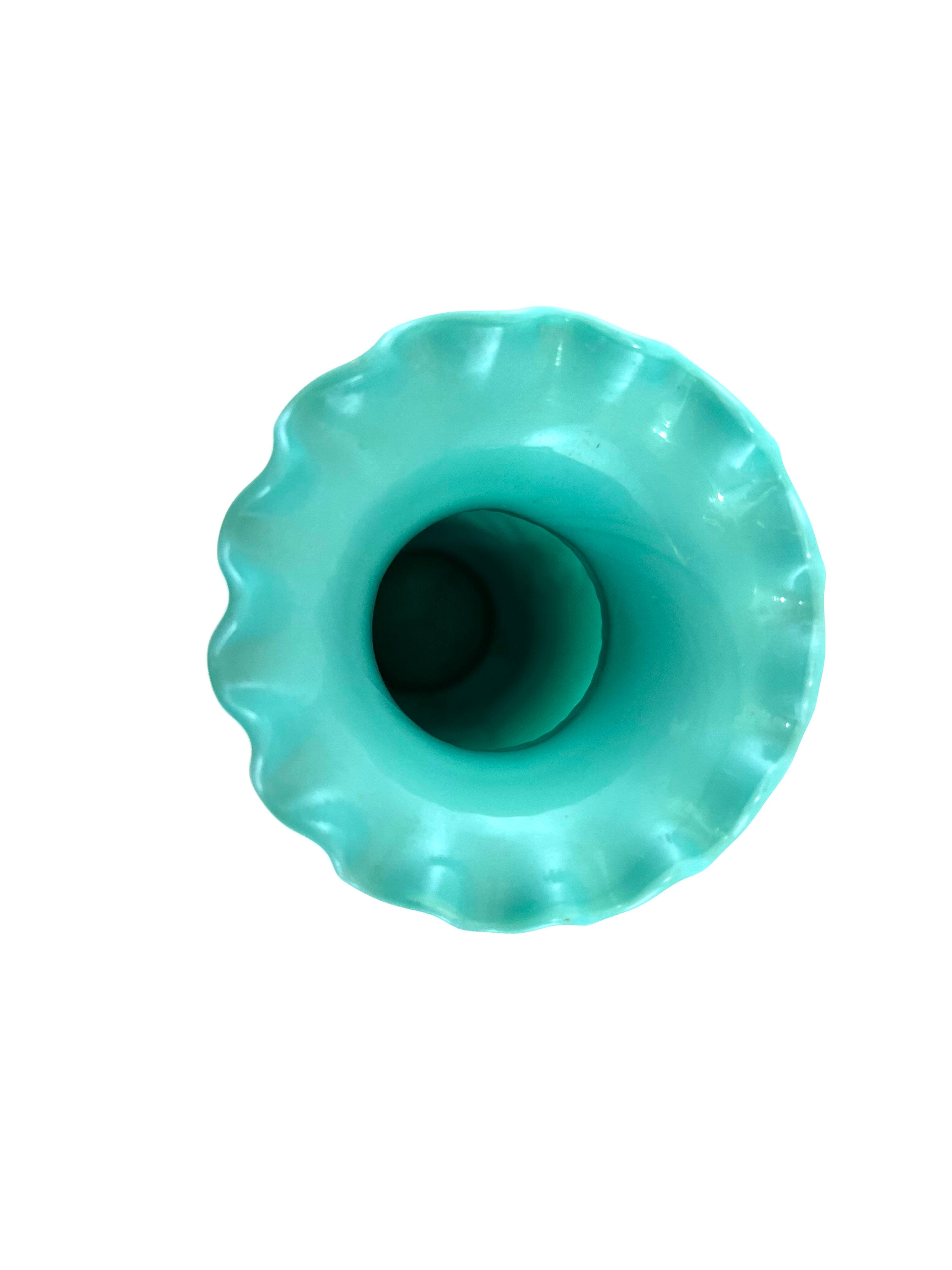 Turquoise blue opaline vase