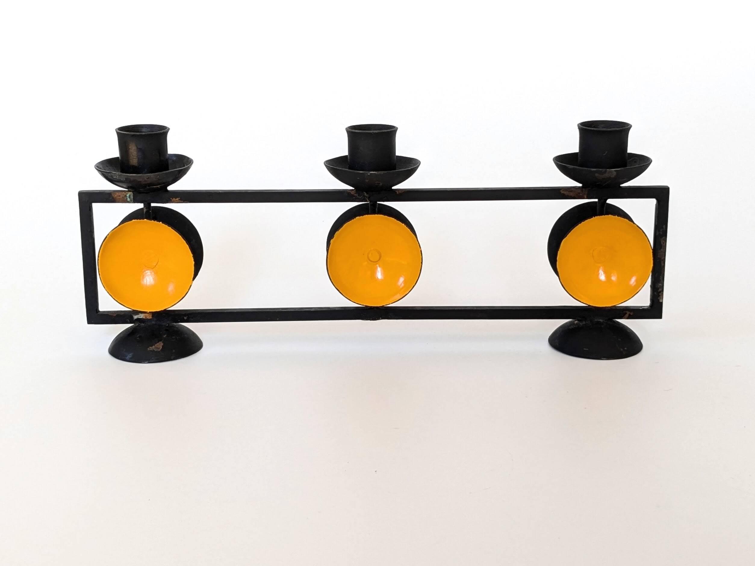 Danish Cast Iron Candelabra | Midcentury Pop Art