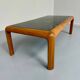 Ancienne table basse en bois et pierre fossil design Heinz Lilienthal 1980