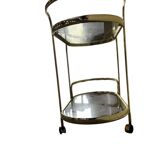 Vintage gold bar cart / side table with smoked glass