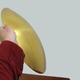 Set of 4 large Kalmar golden brass sconces