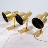 Mid-Century Modern Set of 3 Brass Wall Sconces by Sundstedt Sweden