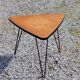 Triangle coffee table in golden blond oak base full iron of the 50s