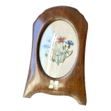 Cadre photo en bois art déco,  en bois intarsia 22,5 cm x 15 cm verre convexe
