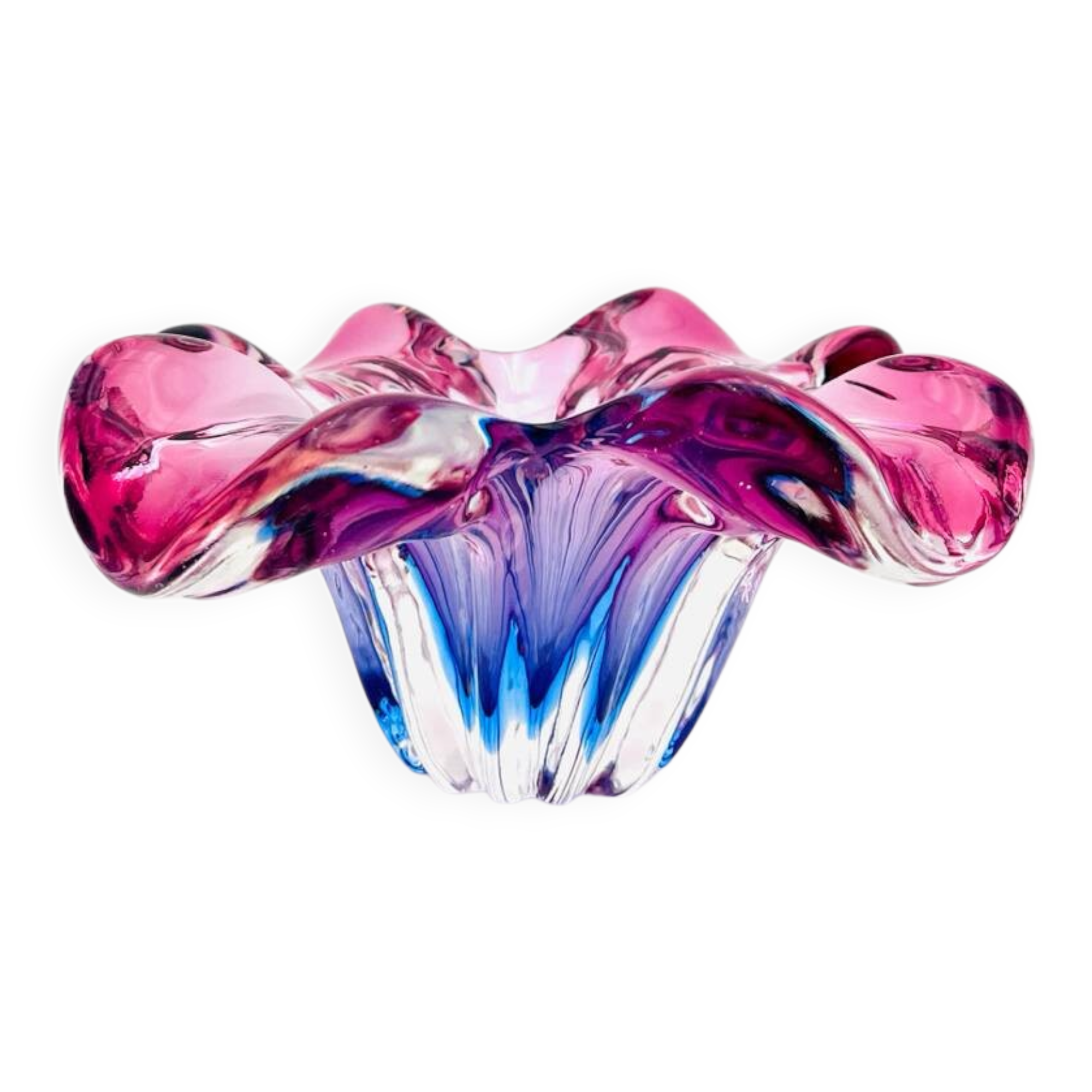 Sculptural bowl by Josef Hospodka, Bohemian Crystal, Chribska, circa 1960.