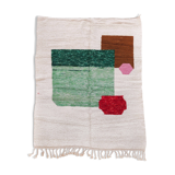 Moroccan Berber carpet beni ouarain ecru with colorful patterns 275x196cm