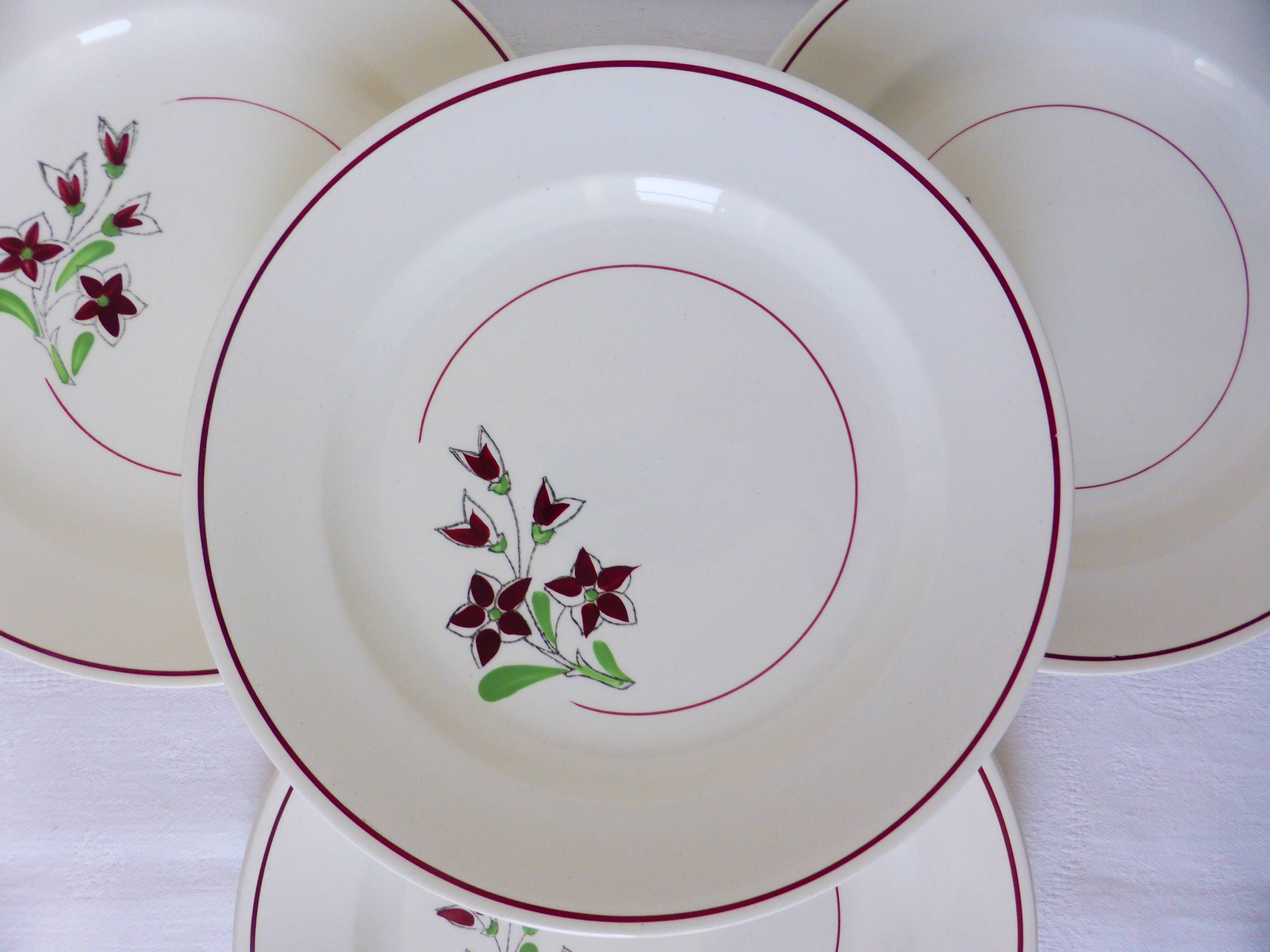 Set of 4 vintage dinner plates from the Salins factory 210636