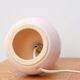 Pale pink ceramic lamp, raffia shade, 70s