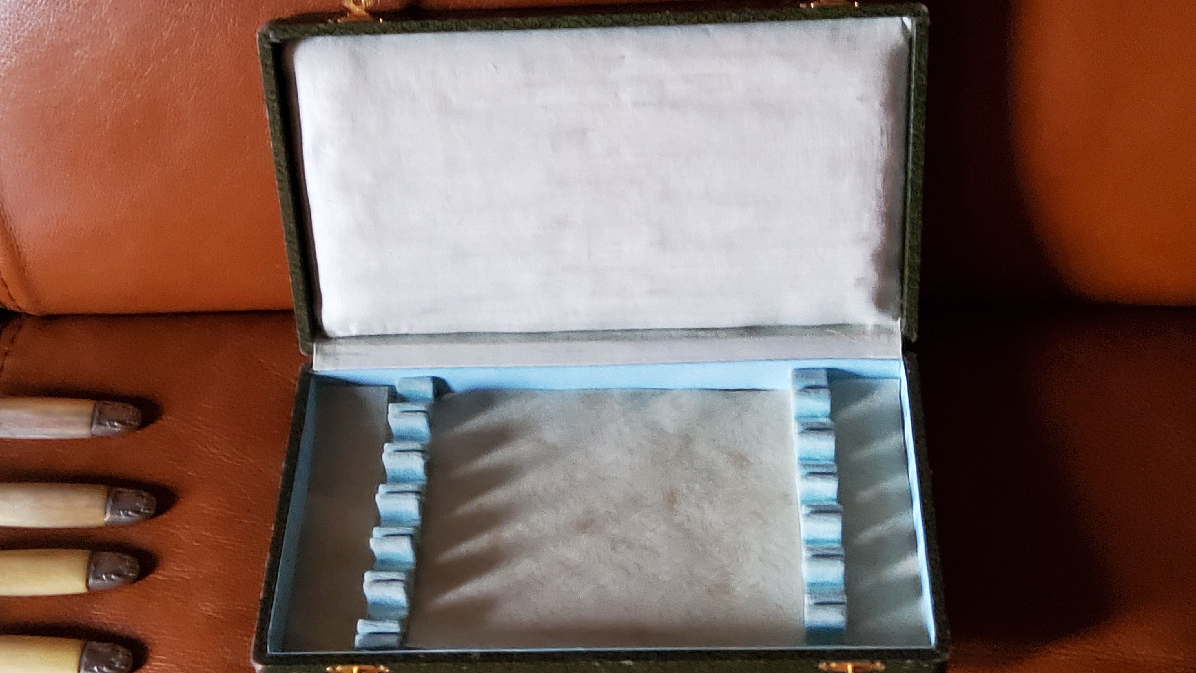 Box of 12 table knives goldsmith Apple handle horn and silver metal