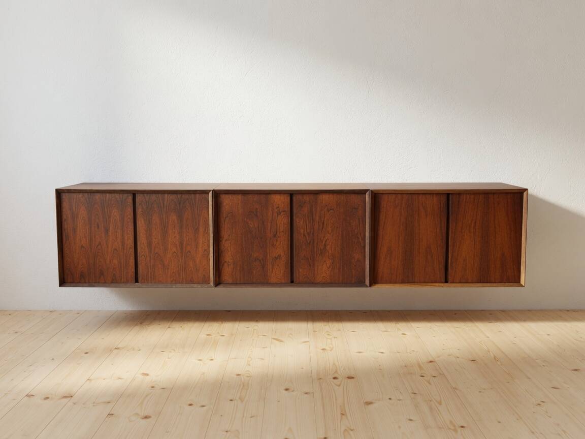 Poul Cadovius Floating Wall Mounted Rosewood Sideboard By CADO, 1960s.