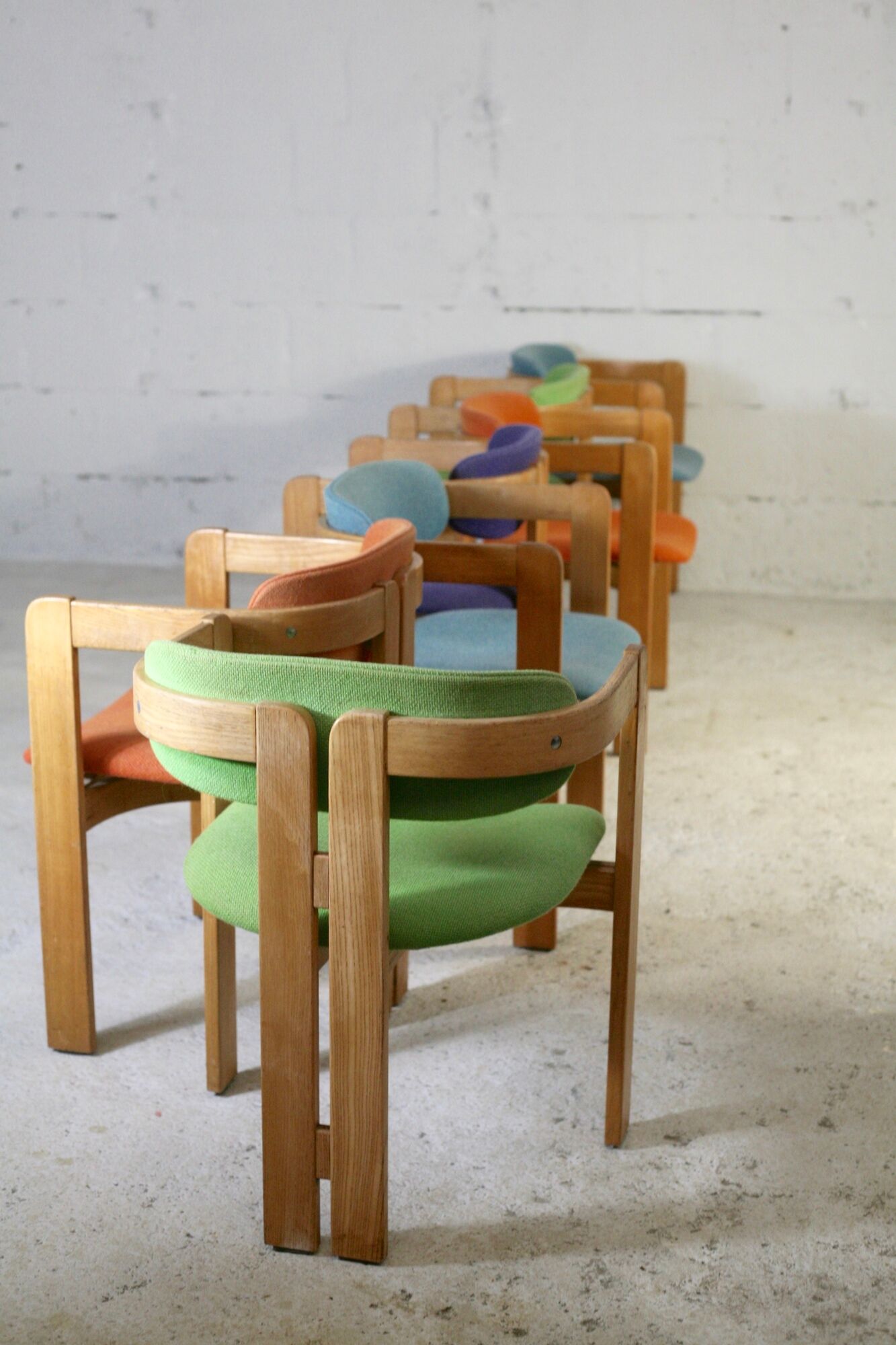 7 Chairs Pigreco by Tobia Scarpa, Gavina Edition, Italy, 50s