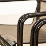 Set of 4 black metal chairs 80's