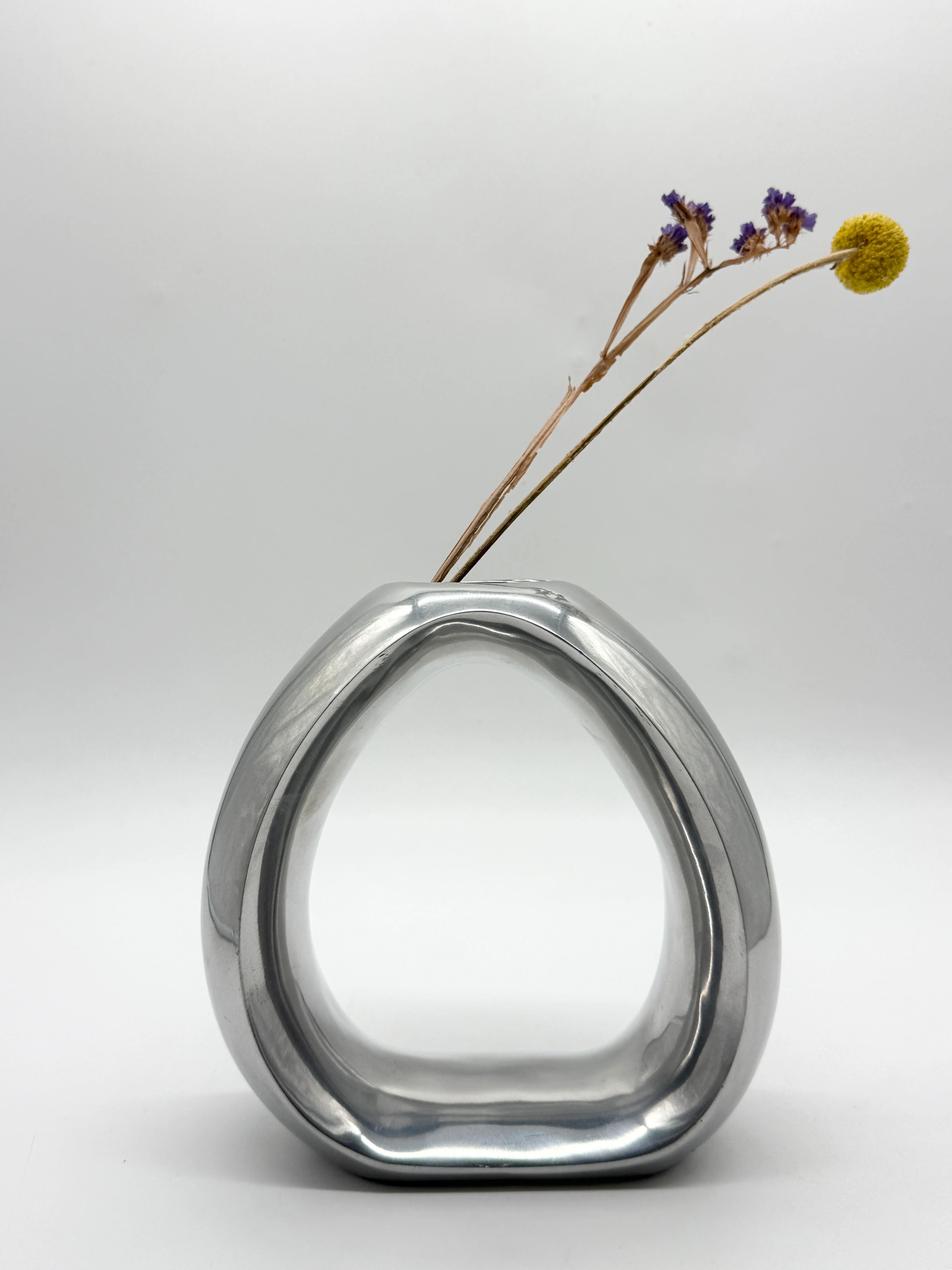 Biomorphic vase in cast aluminium, 1970s