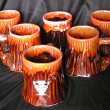 Service de 8 chopes orangeade fat lava Vallauris