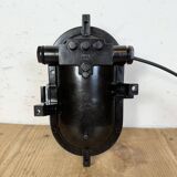 Industrial brown bakelite wall light with frosted glass, 1960s