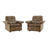 Paire de fauteuils exclusifs en cuir de buffle De sede des années 1970, Suisse