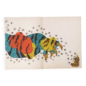 Lithograph Jean Lurçat collection vintage animality