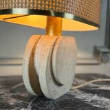 Brutalist Travertine Table Lamp Circa 1980