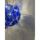 Blue Murano Style Glass Sputnik Gold Candlestick