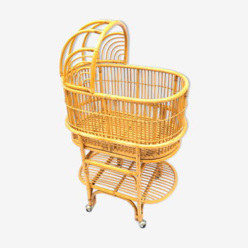 Vintage rattan cradle for baby