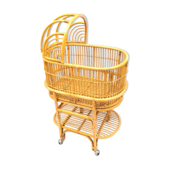 Vintage rattan cradle for baby