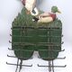 Metal wall tie door with duck decoration. 50s .