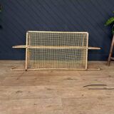 Steel and wicker wall shelf