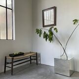 Oak and straw farm bench