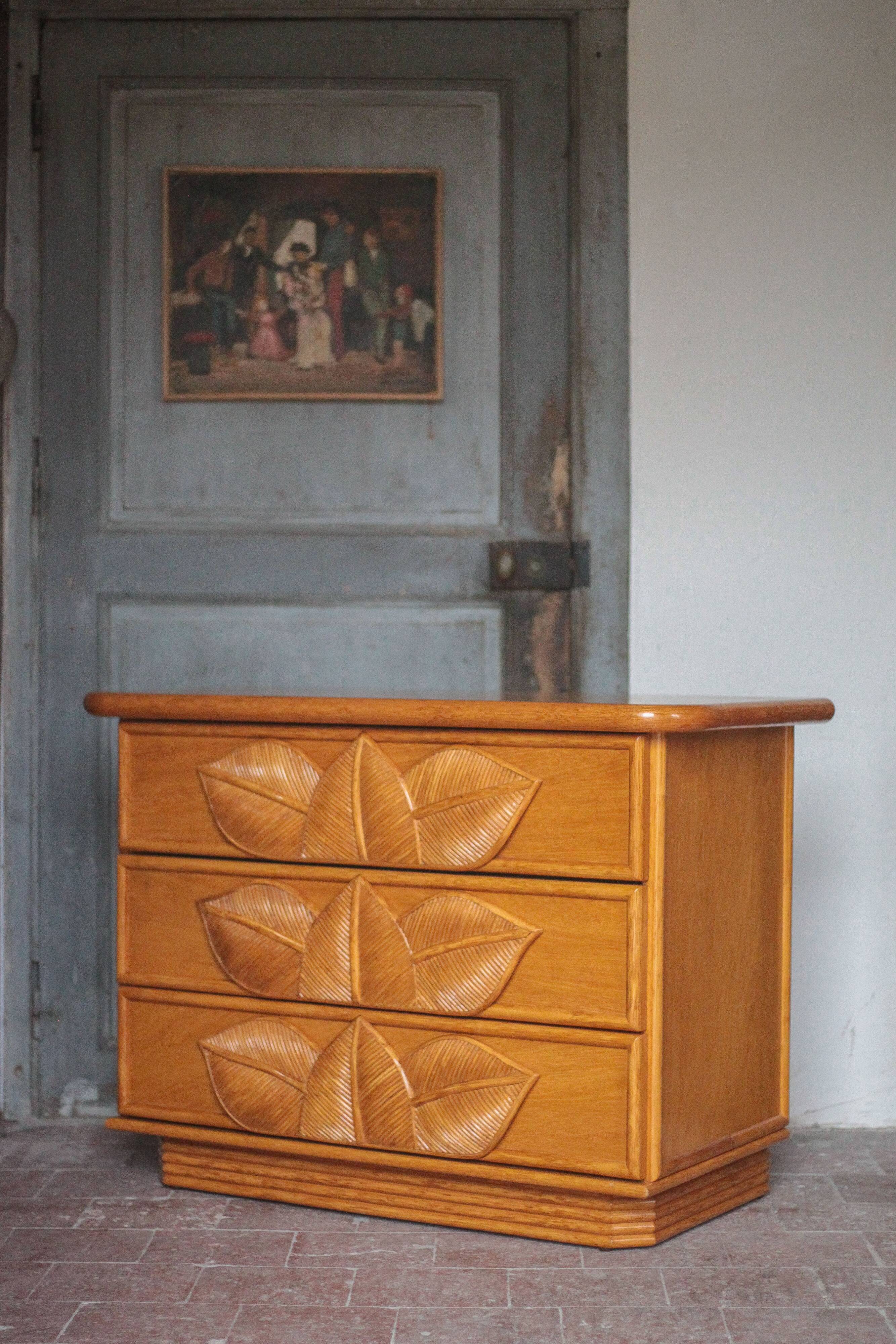 Vintage chest of drawers, Maugrion rattan chest of drawers for Roche Bobois