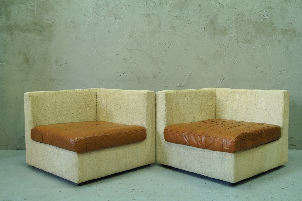 Canapé modulaire en cuir patchwork italien années 1970