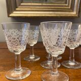 6 engraved antique glasses