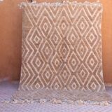 Moroccan Berber rug dark beige relief patterns