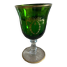 Vintage green glass goblet with golden ribbon pattern Louis XVI style