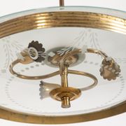 Lustre vintage des années 50 en verre et laiton design italien