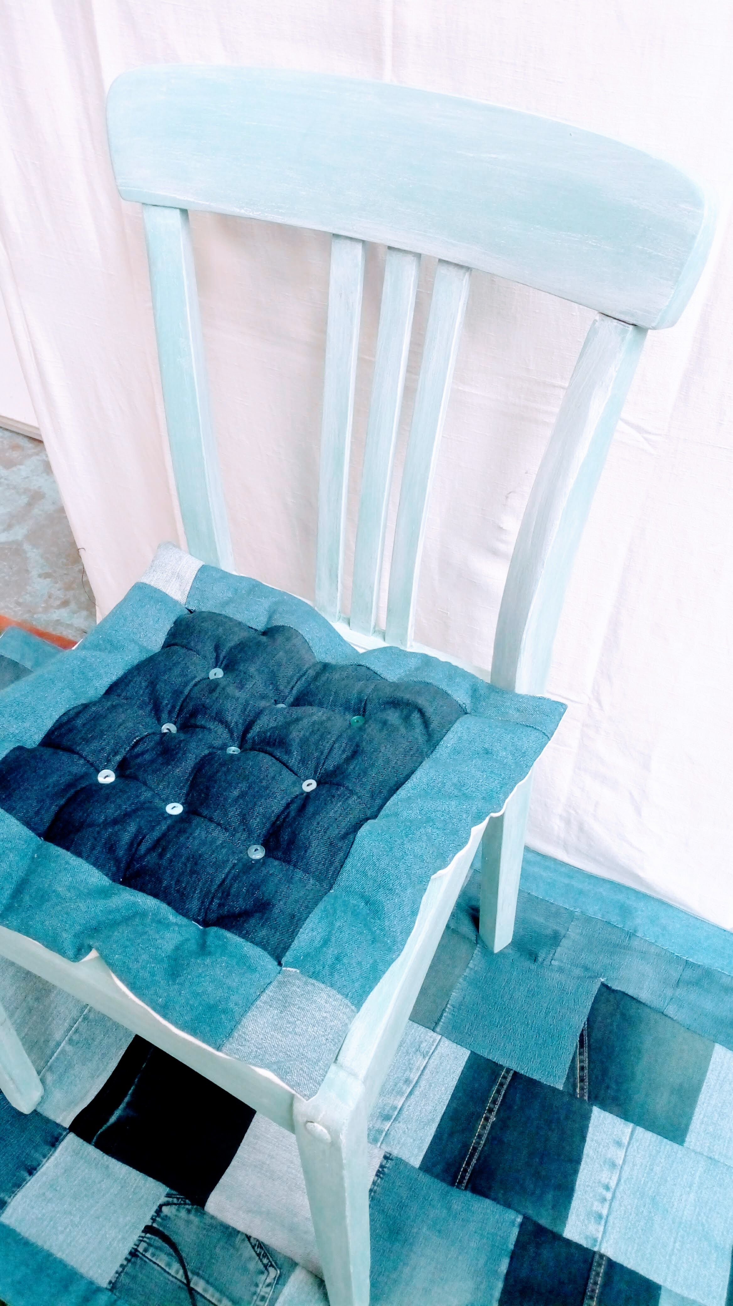 Patinated old blue bistro chair