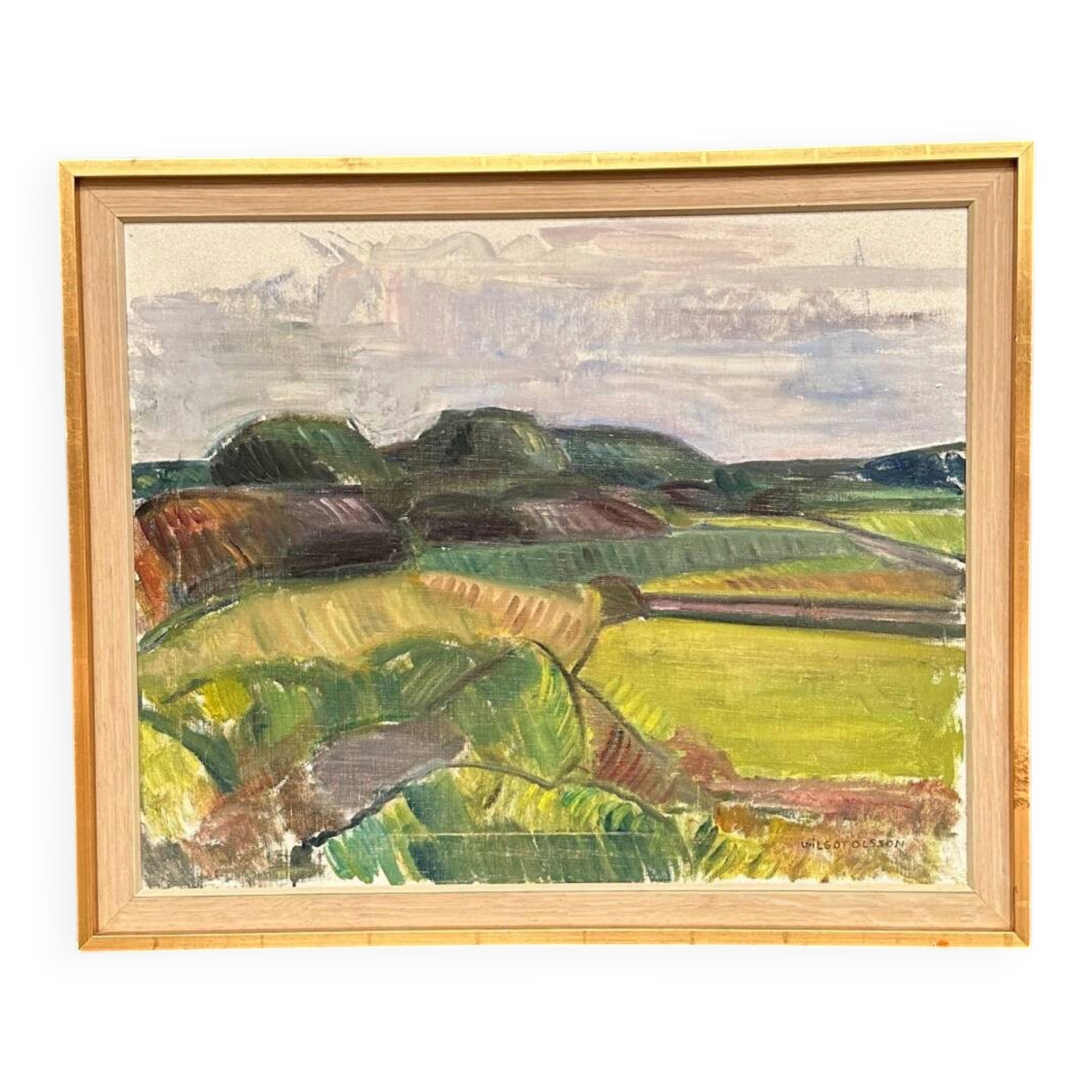 Huile sur toile suédoise – “Orust” par Wilgot Olsson – Signé – Vintage