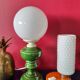 Lampe en céramique et opaline 1970.