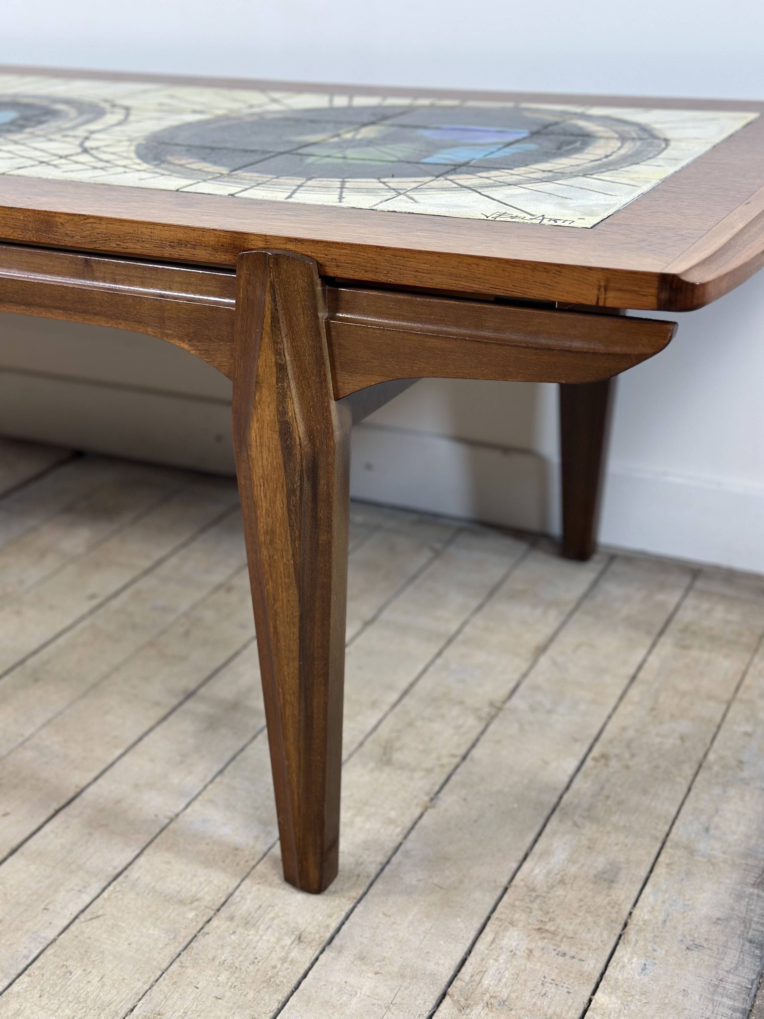 Teak coffee table with lava ceramic by j.belarti 1960